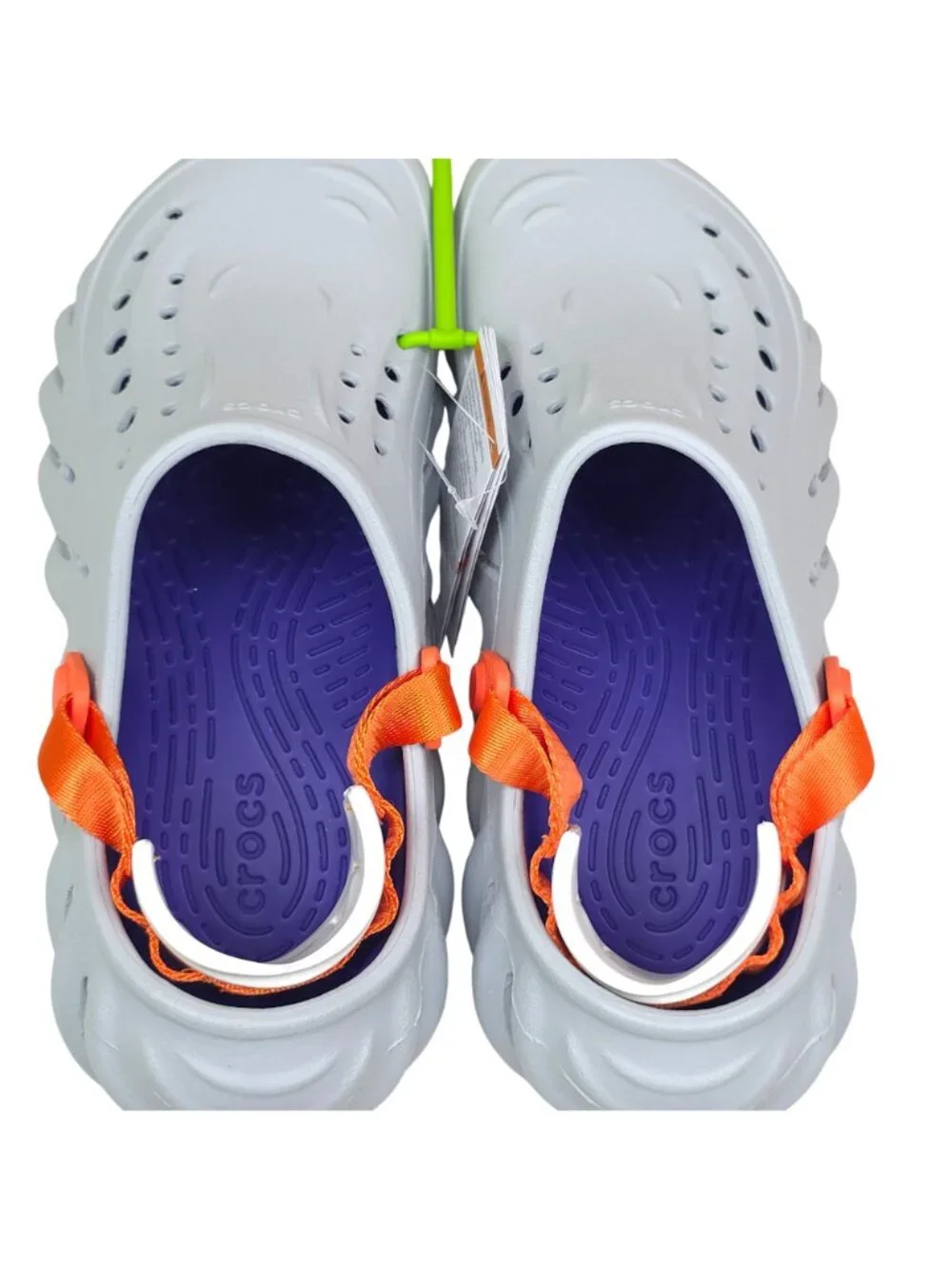 Crocs Echo Clog M8 W10 Gray Orange Strap Purple Insole Lightweight Sandals